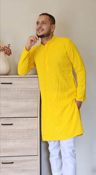 Men's Rayon Chikankari Kurta Pyjama Set - House of Nepal
