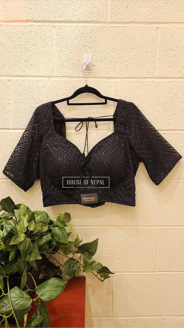 Half Sleeve Black Boutique Blouse - House of Nepal