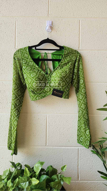 Full Sleeve Green Sequence Boutique Blouse - House of Nepal