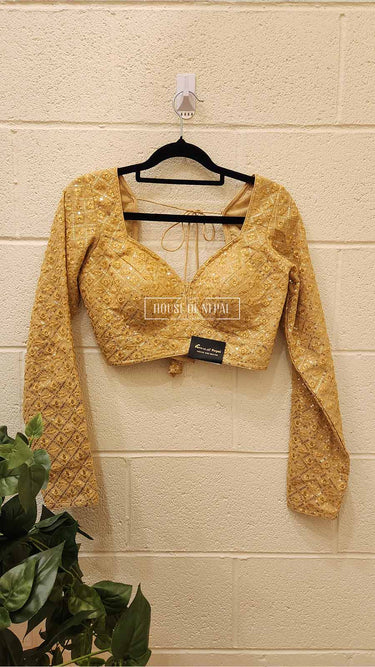 Golden Sequinwork Full Sleeve Boutique Blouse Maya - House of Nepal