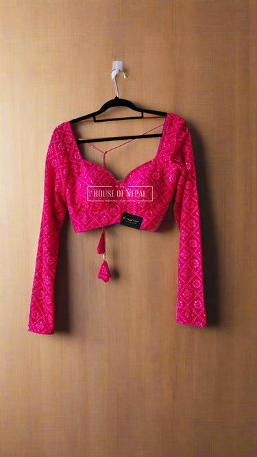 Full Sleeve Pink Boutique Blouse - House of Nepal