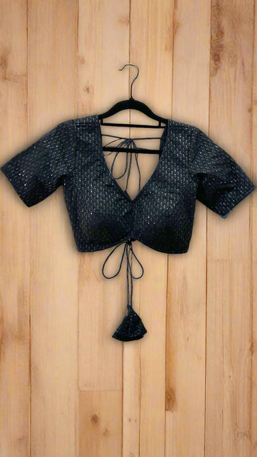 Half Sleeve Black Embroidered Boutique Blouse - House of Nepal