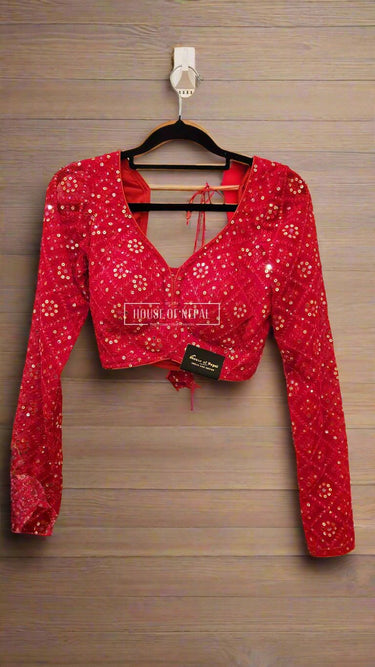 Full Sleeve Red Boutique Blouse - House of Nepal