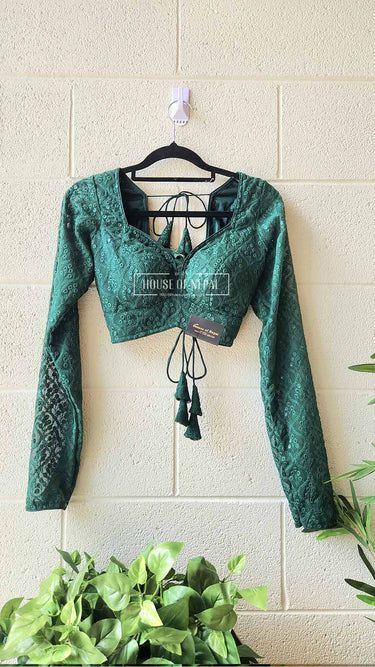 Full Sleeve Green Boutique Blouse - House of Nepal