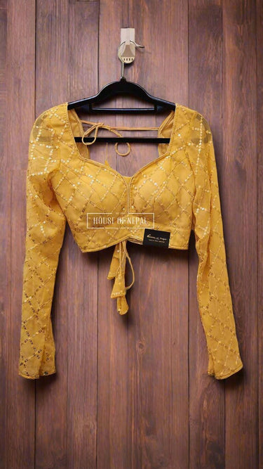 Full Sleeve Golden Boutique Blouse - House of Nepal