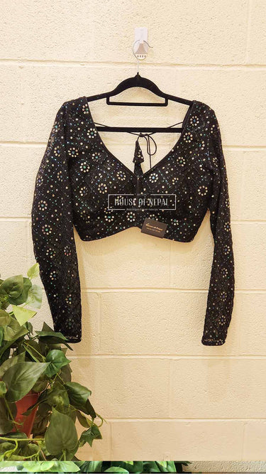 Mirror Work Black Boutique Blouse - House of Nepal