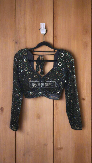 Mirror Work Black Boutique Blouse - House of Nepal
