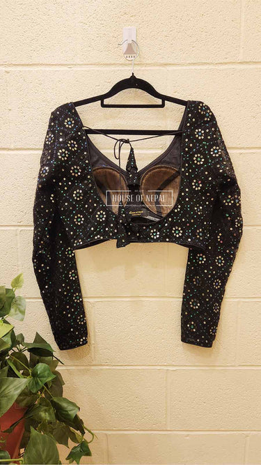 Mirror Work Black Boutique Blouse - House of Nepal