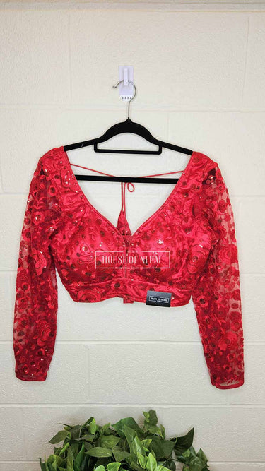 Full Sleeve Red Boutique Blouse - House of Nepal