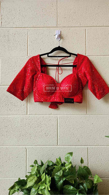 Thread and Sequin Work Eye Cup Boutique Blouse - House of Nepal