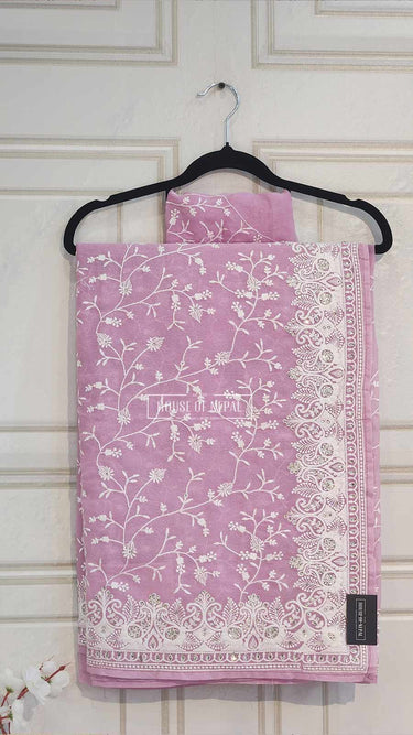 Shine Chiffon Saree with Chikankari Work Srisha - House of Nepal