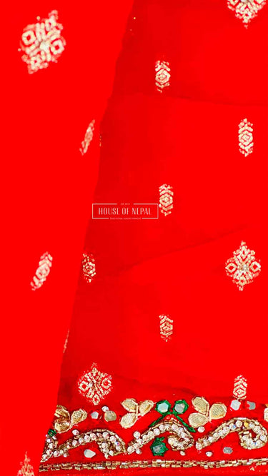 Tatcha Silk with Handwork Border and Premnagari Pattern Manasa - House of Nepal