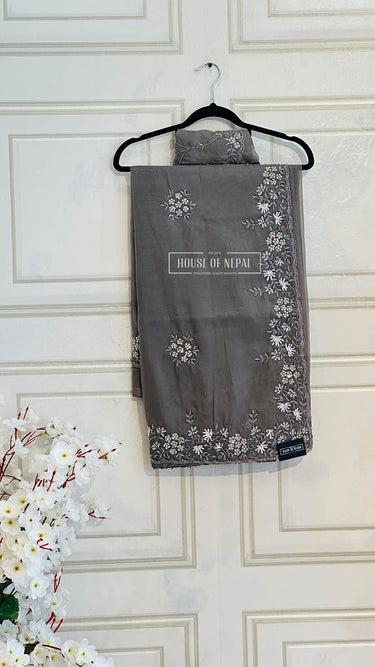 Organza Saree with Sequin Handwork Ishita - House of Nepal