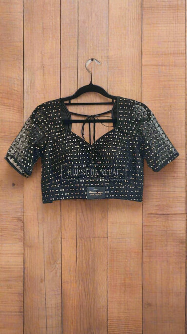 Half Sleeve Designer Blouse Ebon - House of Nepal