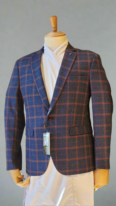 Mens Check Blazers Rust - House of Nepal