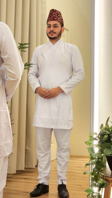 White Daura Suruwal for Men - House of Nepal