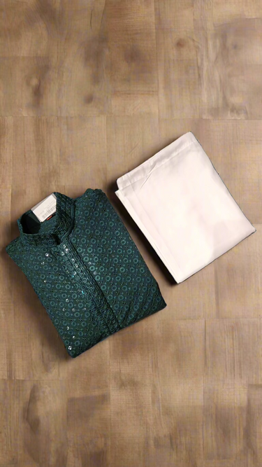 Rayon Kurta Set Green - House of Nepal