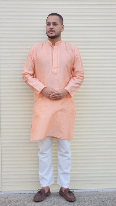 Jacquard Silk Kurta Pajama Set for Men - House of Nepal
