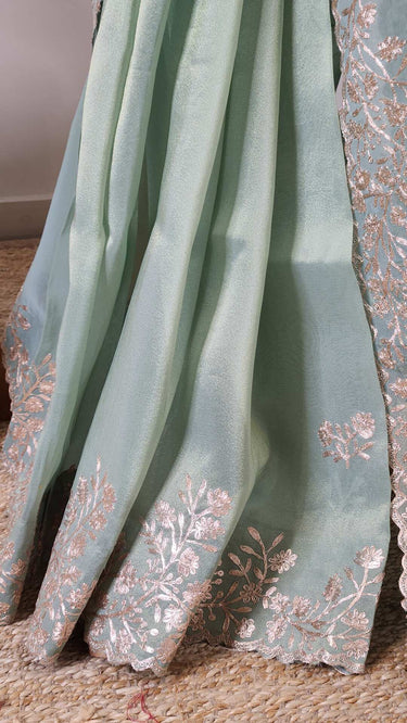 Metal Organza Pittawork Saree - House of Nepal