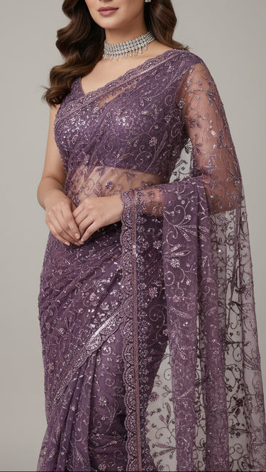Net Handwork Saree - House of Nepal