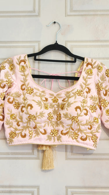 Light Pink Quarter Sleeve Handwork Boutique Blouse