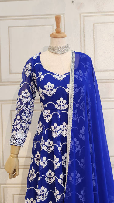 Blue Thread Embroidered Boutique Anarkali Set