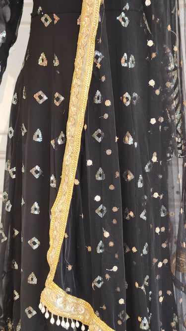 Black Sequin Embroidered Boutique Anarkali Set