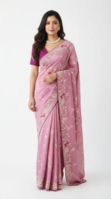 Metallic Handwork Jaal Saree