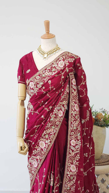 Heavy Jaal Saree with Hand Work