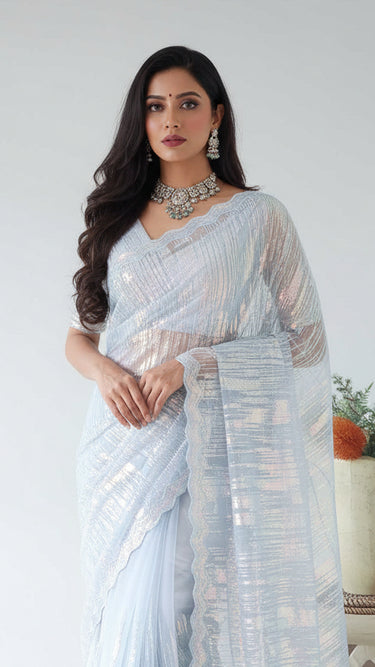 Net Sequin Saree
