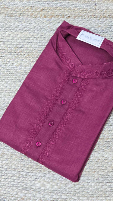 Cotton Mens Kurta in Maroon