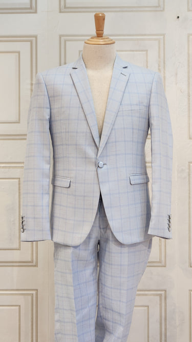 Mens Plaid Suit in Light Blue