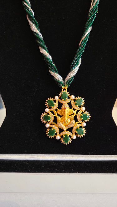 Chiffon pote with Hydro Crystal American Diamond Pendent Avighna