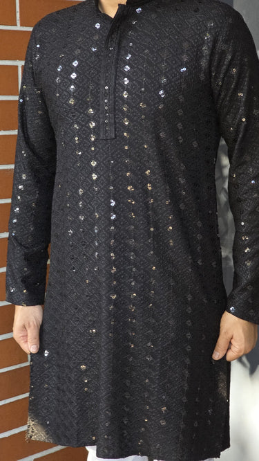Mens Rayon Kurta In Black
