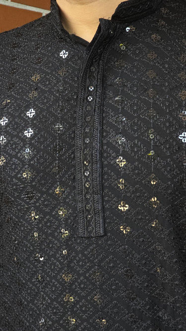Mens Rayon Kurta In Black