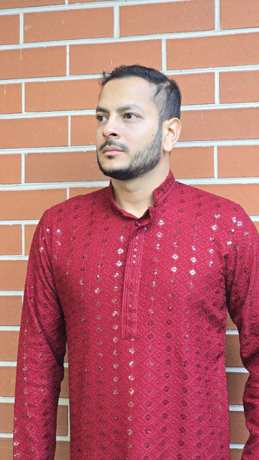 Mens Rayon Kurta In Maroon
