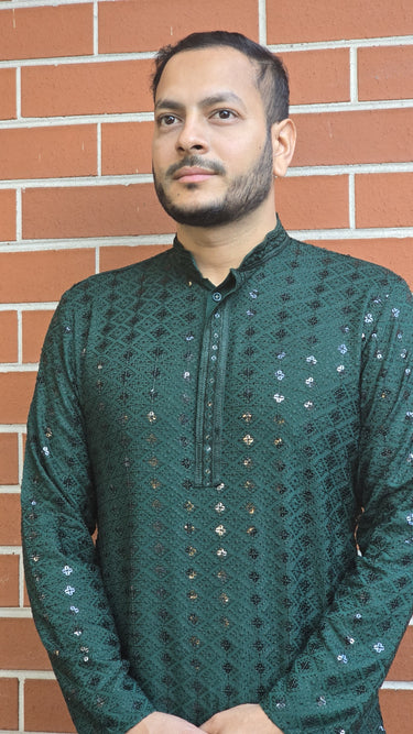 Mens Rayon Kurta In Green