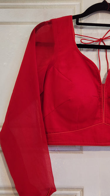 Red Plain Georgette Tailored Blouse