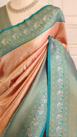 Chinnon Silk Saree with Contrast Border