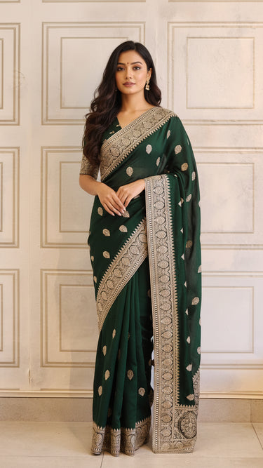 Vichitra Silk Saree with Butti Embroidery