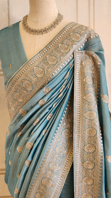 Vichitra Silk Saree with Butti Embroidery