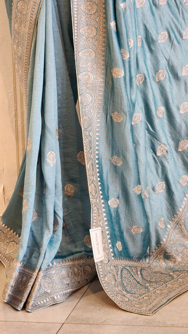 Vichitra Silk Saree with Butti Embroidery