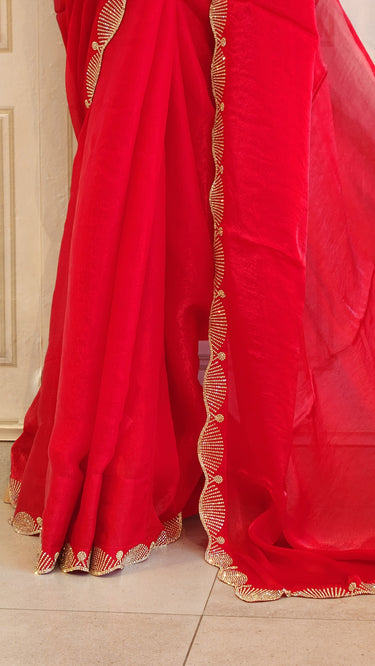 Fendi Saree with Cutwork Swarovski Border
