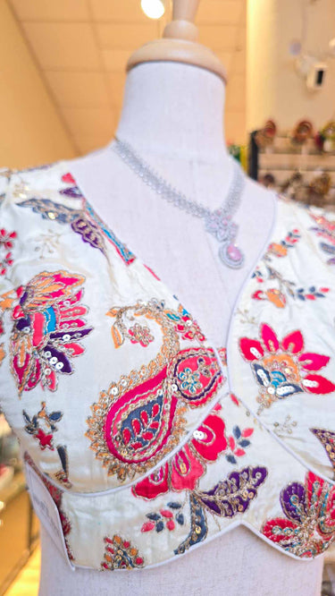 Multicolor Paisley Cream Blouse in White Base
