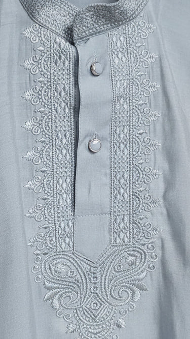 Silk Cotton Handembroidered Kurta Pajama for Boys