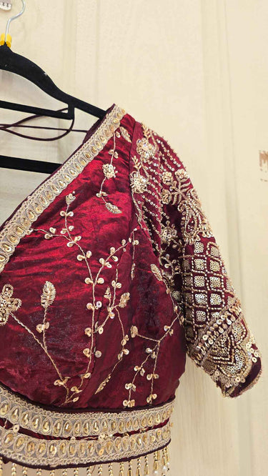 Maroon Fendi Handembroidered Lehenga
