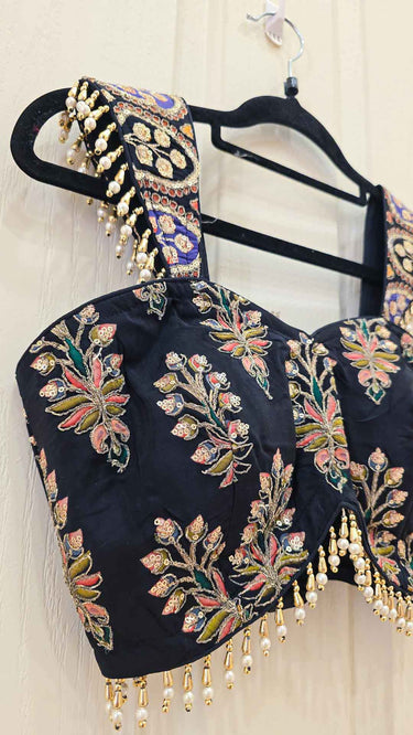 Black Crepe Position Print Lehenga
