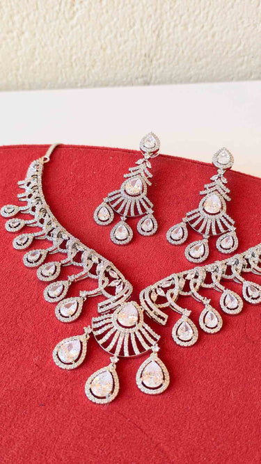 American Diamond Necklace with Earrings Moore