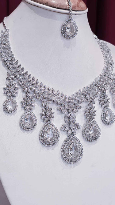 American Diamond Necklace with Earrings Urvasi