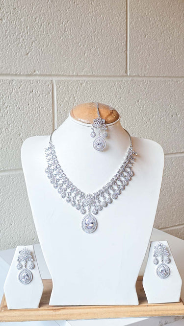 American Diamond Necklace with Earrings Myra